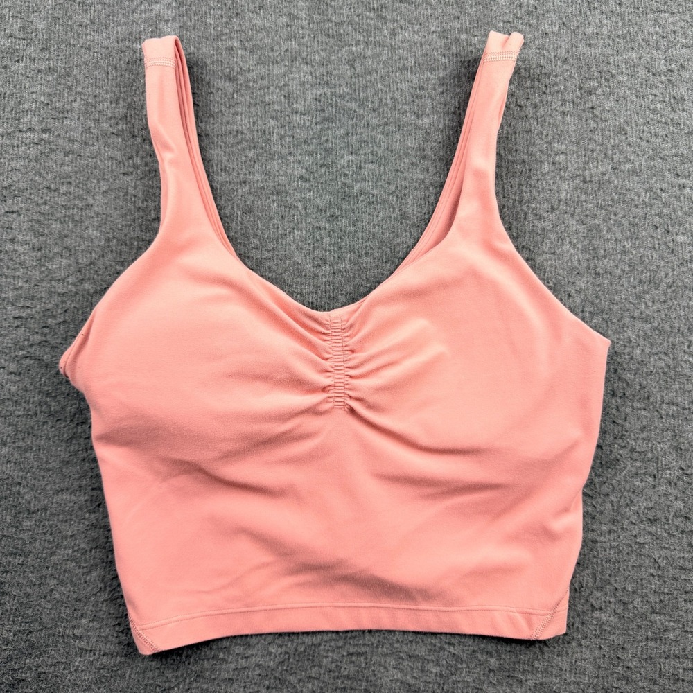 Lululemon Align Gathered Front Tank Top Pink Peony Nulu Yoga Crop Bra Size 4